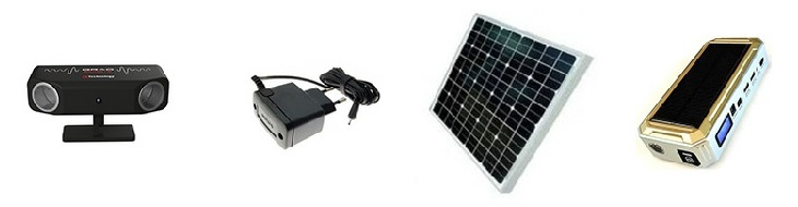 Питание прибора возможно от обычной электросети через адаптер, от солнечной панели с аккумулятором или от автомобильного пускозарядного устройства, имеющего выход с напряжением 5 В
